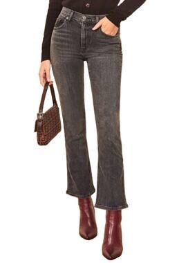 Reformation Jeans Jessie High Crop Boot Redondo Wash Black Gray Denim Size 26